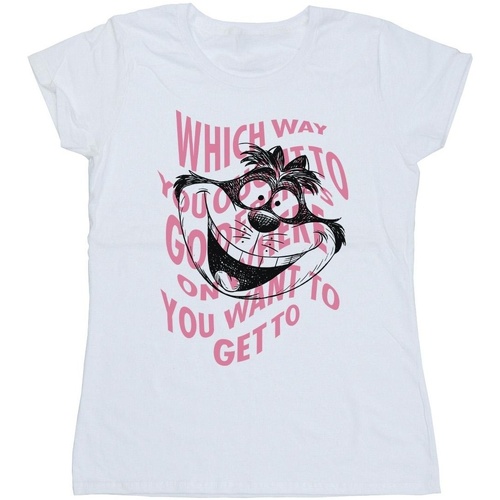 Abbigliamento Donna T-shirts a maniche lunghe Disney Alice In Wonderland Chesire Cat Bianco