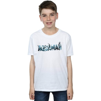 Abbigliamento Bambino T-shirt maniche corte Dc Comics Aquaman Text Logo Bianco