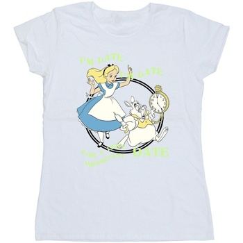 Abbigliamento Donna T-shirts a maniche lunghe Disney Alice In Wonderland I'm Late Bianco