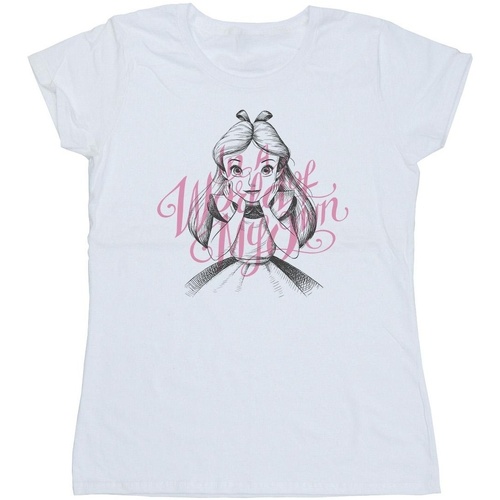 Abbigliamento Donna T-shirts a maniche lunghe Disney Alice In Wonderland In A World Of My Own Bianco