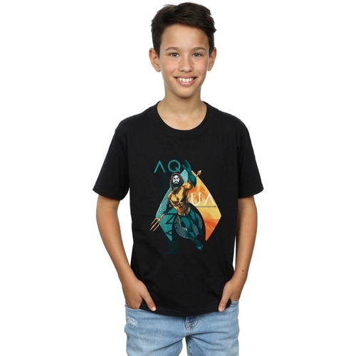 Abbigliamento Bambino T-shirt maniche corte Dc Comics Aquaman Tropical Icon Nero