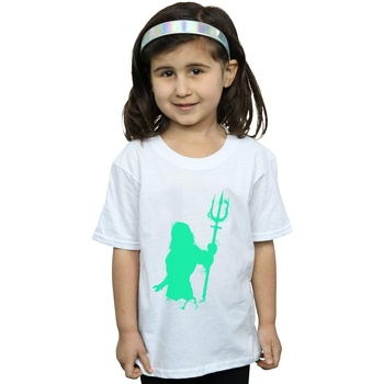 Abbigliamento Bambina T-shirts a maniche lunghe Dc Comics Aquaman Aqua Silhouette Bianco