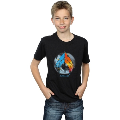 Abbigliamento Bambino T-shirt maniche corte Dc Comics Aquaman Tropical Logo Nero