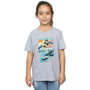 Abbigliamento Bambina T-shirts a maniche lunghe Dc Comics Aquaman Character Tiles Grigio