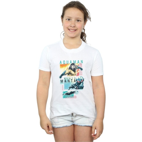 Abbigliamento Bambina T-shirts a maniche lunghe Dc Comics Aquaman Character Tiles Bianco