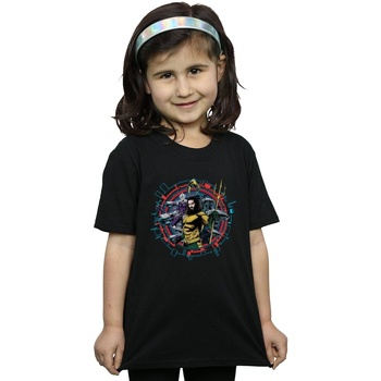 Abbigliamento Bambina T-shirts a maniche lunghe Dc Comics Aquaman Circular Crest Nero