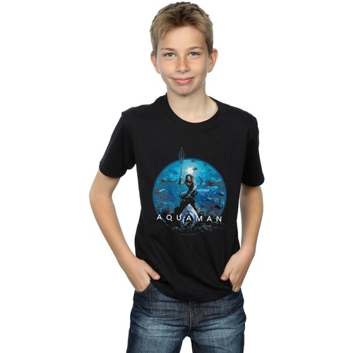 Abbigliamento Bambino T-shirt maniche corte Dc Comics Aquaman Circle Poster Nero