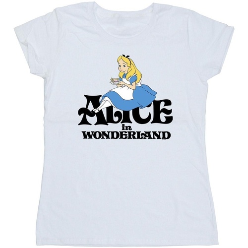 Abbigliamento Donna T-shirts a maniche lunghe Disney Alice In Wonderland Tea Drinker Classic Bianco
