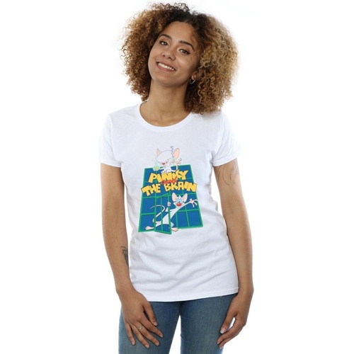Abbigliamento Donna T-shirts a maniche lunghe Animaniacs Pinky And The Brain Laboratory Bianco
