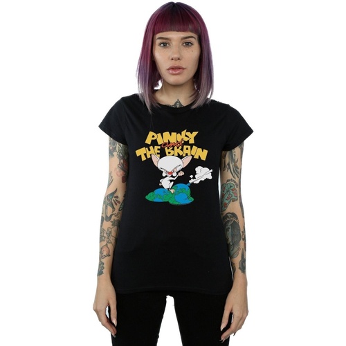 Abbigliamento Donna T-shirts a maniche lunghe Animaniacs The Brain World Domination Nero