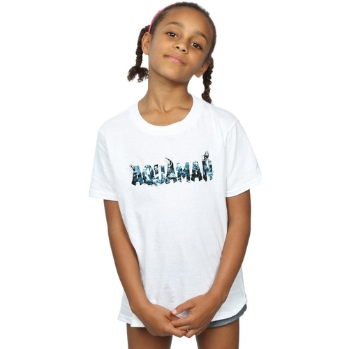 Abbigliamento Bambina T-shirts a maniche lunghe Dc Comics Aquaman Text Logo Bianco