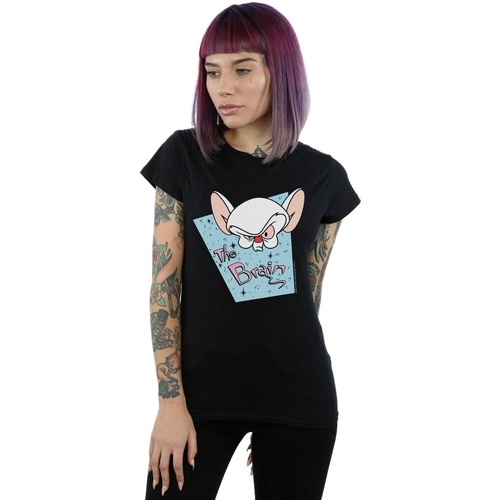 Abbigliamento Donna T-shirts a maniche lunghe Animaniacs The Brain Mugshot Nero