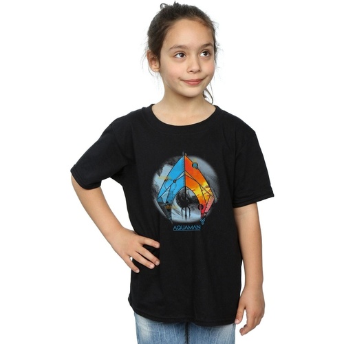 Abbigliamento Bambina T-shirts a maniche lunghe Dc Comics Aquaman Tropical Logo Nero