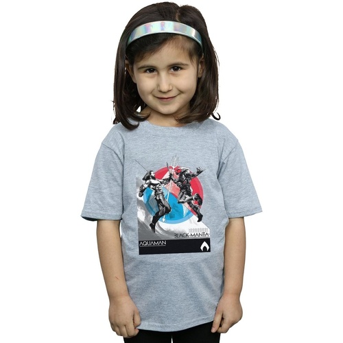 Abbigliamento Bambina T-shirts a maniche lunghe Dc Comics Aquaman Vs Black Manta Grigio