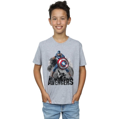 Abbigliamento Bambino T-shirt maniche corte Marvel Captain America Action Pose Grigio