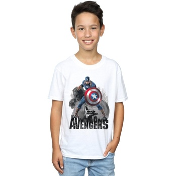 Abbigliamento Bambino T-shirt maniche corte Marvel Captain America Action Pose Bianco