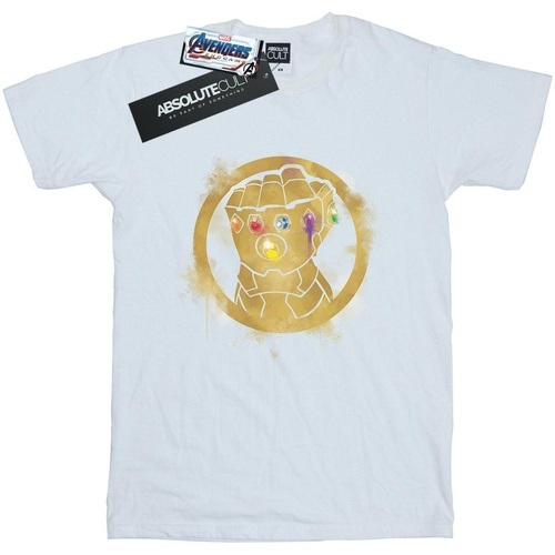 Abbigliamento Donna T-shirts a maniche lunghe Marvel Avengers Endgame Painted Infinity Gauntlet Bianco