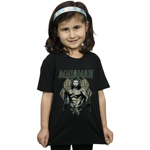 Abbigliamento Bambina T-shirts a maniche lunghe Dc Comics Aquaman Scales Nero