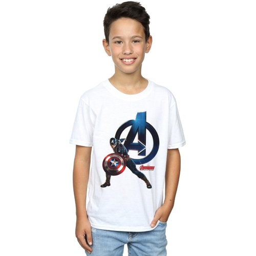 Abbigliamento Bambino T-shirt maniche corte Marvel Captain America Pose Bianco