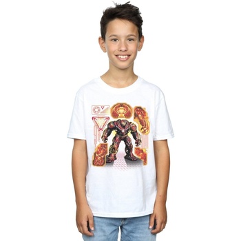 Abbigliamento Bambino T-shirt maniche corte Marvel Avengers Infinity War Hulkbuster Blueprint Bianco