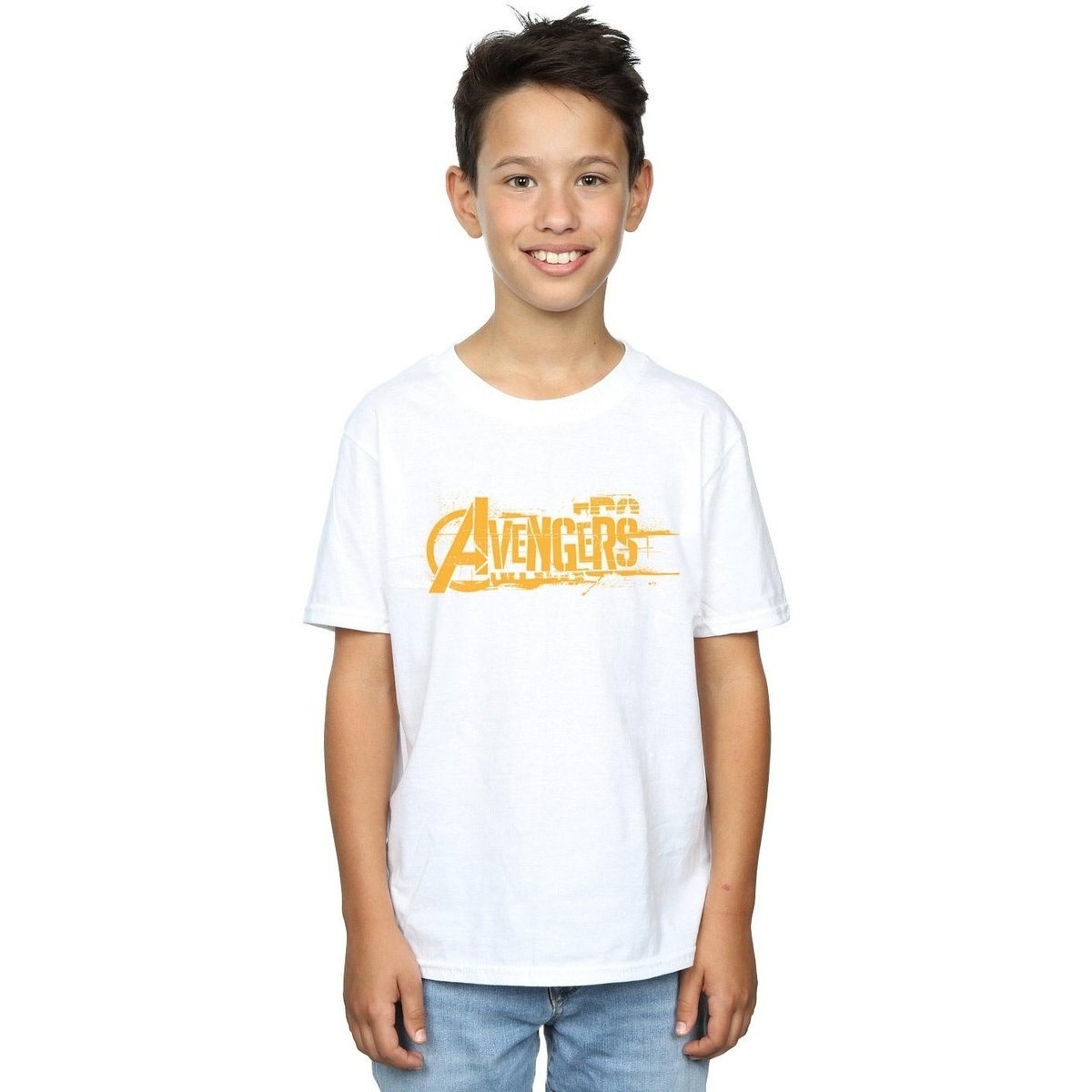 Abbigliamento Bambino T-shirt maniche corte Marvel Avengers Infinity War Orange Logo Bianco