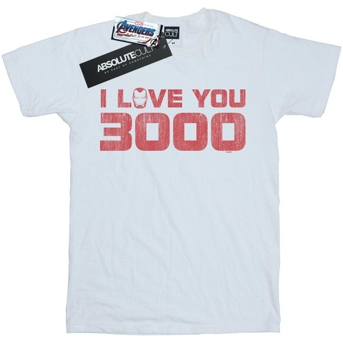 Abbigliamento Donna T-shirts a maniche lunghe Marvel Avengers Endgame I Love You 3000 Distressed Bianco