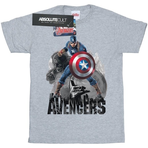 Abbigliamento Bambina T-shirts a maniche lunghe Marvel Captain America Action Pose Grigio