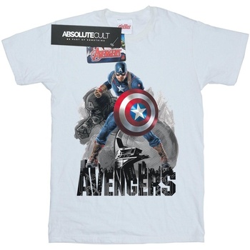 Abbigliamento Bambina T-shirts a maniche lunghe Marvel Captain America Action Pose Bianco