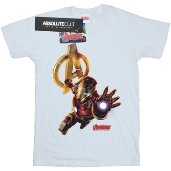 Abbigliamento Bambina T-shirts a maniche lunghe Marvel Iron Man Pose Bianco