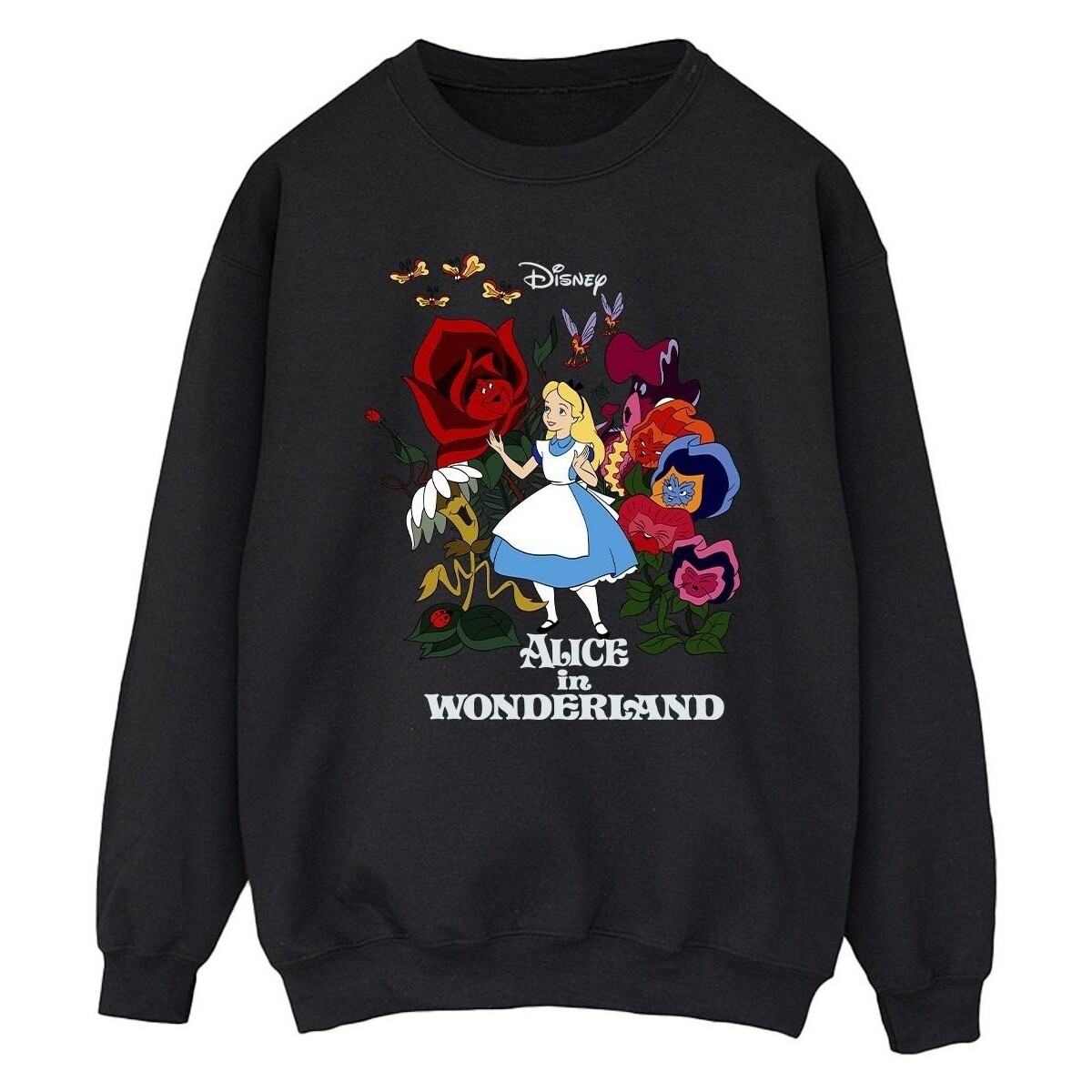 Abbigliamento Uomo Felpe Disney Alice In Wonderland Flowers Nero