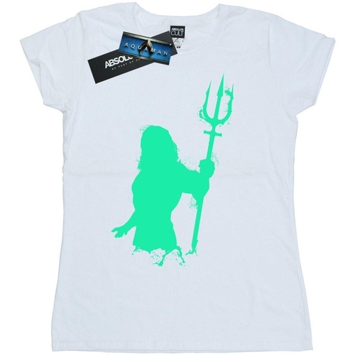 Abbigliamento Donna T-shirts a maniche lunghe Dc Comics Aquaman Aqua Silhouette Bianco