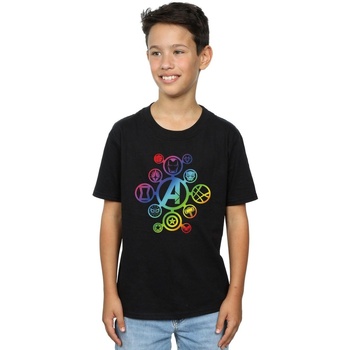 Abbigliamento Bambino T-shirt maniche corte Marvel Avengers Infinity War Rainbow Icons Nero