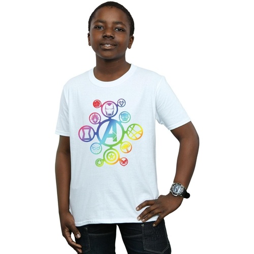 Abbigliamento Bambino T-shirt maniche corte Marvel Avengers Infinity War Rainbow Icons Bianco