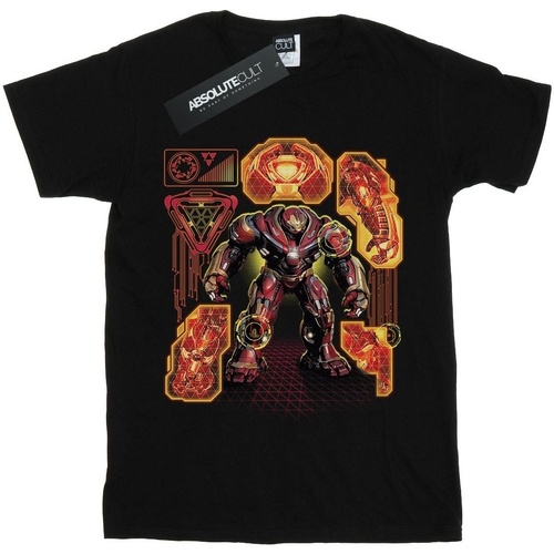 Abbigliamento Bambina T-shirts a maniche lunghe Marvel Avengers Infinity War Hulkbuster Blueprint Nero
