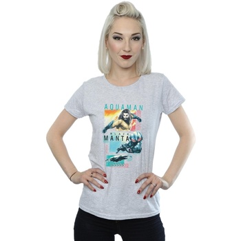 Abbigliamento Donna T-shirts a maniche lunghe Dc Comics Aquaman Character Tiles Grigio
