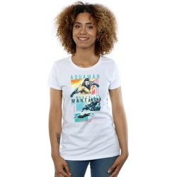 Abbigliamento Donna T-shirts a maniche lunghe Dc Comics Aquaman Character Tiles Bianco