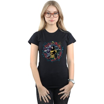 Abbigliamento Donna T-shirts a maniche lunghe Dc Comics Aquaman Circular Crest Nero