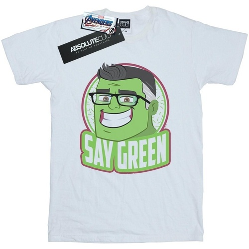 Abbigliamento Donna T-shirts a maniche lunghe Marvel Avengers Endgame Hulk Say Green Bianco