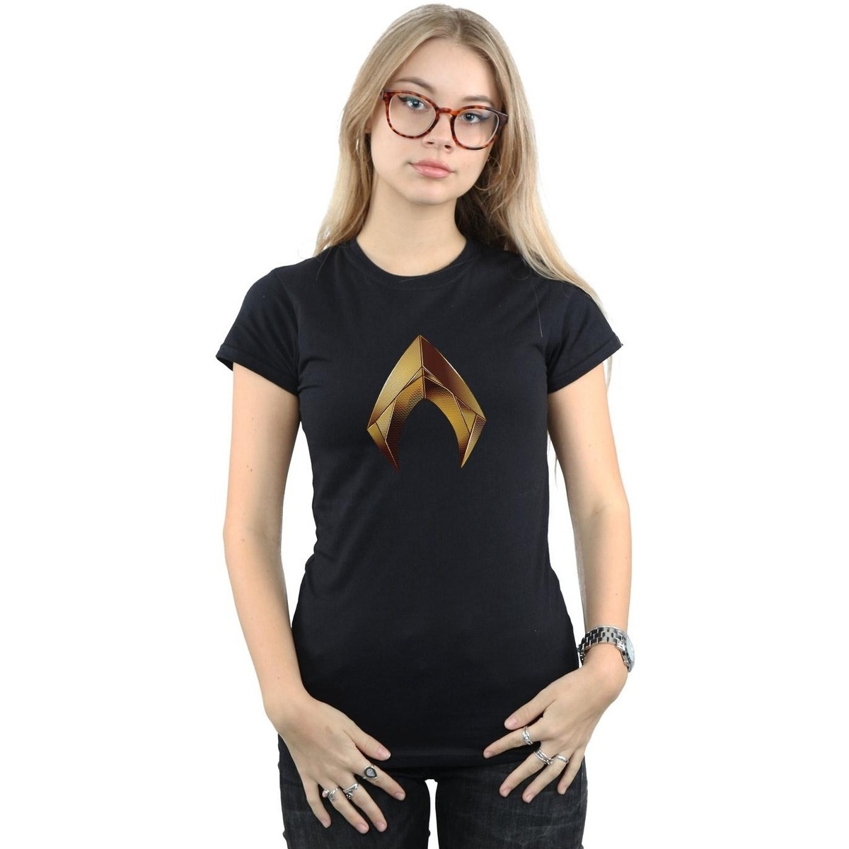 Abbigliamento Donna T-shirts a maniche lunghe Dc Comics Aquaman Emblem Nero