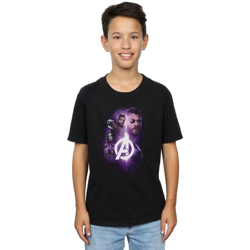 Abbigliamento Bambino T-shirt maniche corte Marvel Avengers Infinity War Thor Guardians Team Up Nero