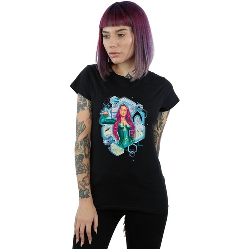 Abbigliamento Donna T-shirts a maniche lunghe Dc Comics Aquaman Mera Geometric Nero