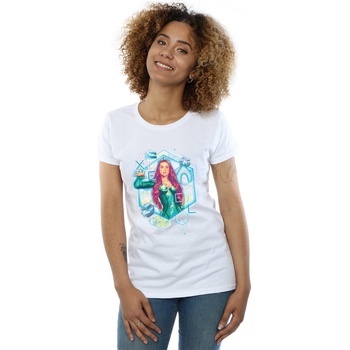 Abbigliamento Donna T-shirts a maniche lunghe Dc Comics Aquaman Mera Geometric Bianco