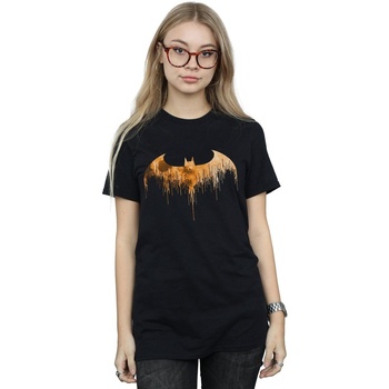 Abbigliamento Donna T-shirts a maniche lunghe Dc Comics Batman Arkham Knight Halloween Moon Logo Fill Nero