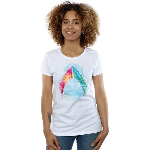 Abbigliamento Donna T-shirts a maniche lunghe Dc Comics Aquaman Mera Logo Bianco