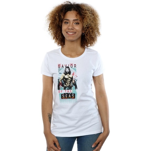 Abbigliamento Donna T-shirts a maniche lunghe Dc Comics Aquaman Saviour Of The Seas Bianco