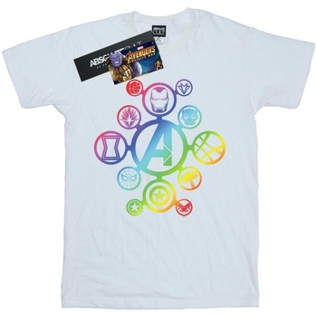 Abbigliamento Bambina T-shirts a maniche lunghe Marvel Avengers Infinity War Rainbow Icons Bianco