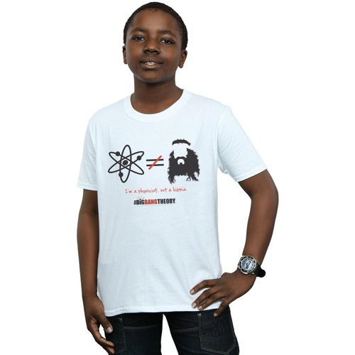 Abbigliamento Bambino T-shirt maniche corte The Big Bang Theory I Am A Physicist Not A Hippie Bianco