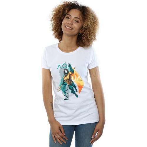 Abbigliamento Donna T-shirts a maniche lunghe Dc Comics Aquaman Tropical Icon Bianco