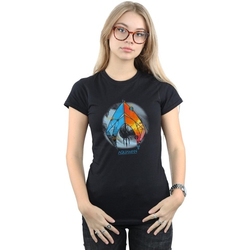 Abbigliamento Donna T-shirts a maniche lunghe Dc Comics Aquaman Tropical Logo Nero