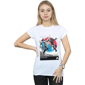 Abbigliamento Donna T-shirts a maniche lunghe Dc Comics Aquaman Vs Black Manta Bianco